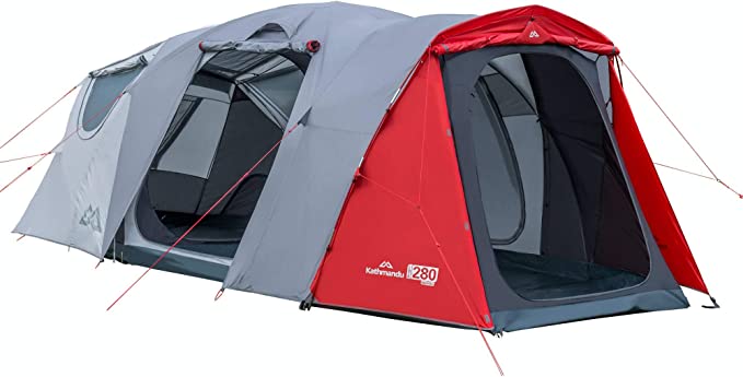Kathmandu Retreat 280 5 Person Module 3 Room Family Camping Dome Tent Unisex Warm Grey:Sunset