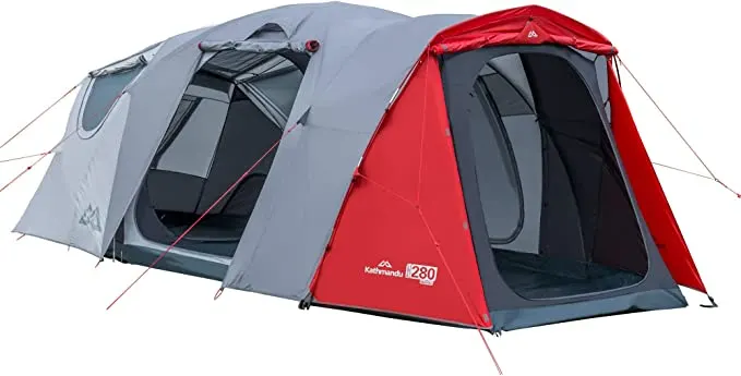 Kathmandu Retreat 280 5 Person Module 3 Room Family Camping Dome Tent Unisex Warm Grey:Sunset